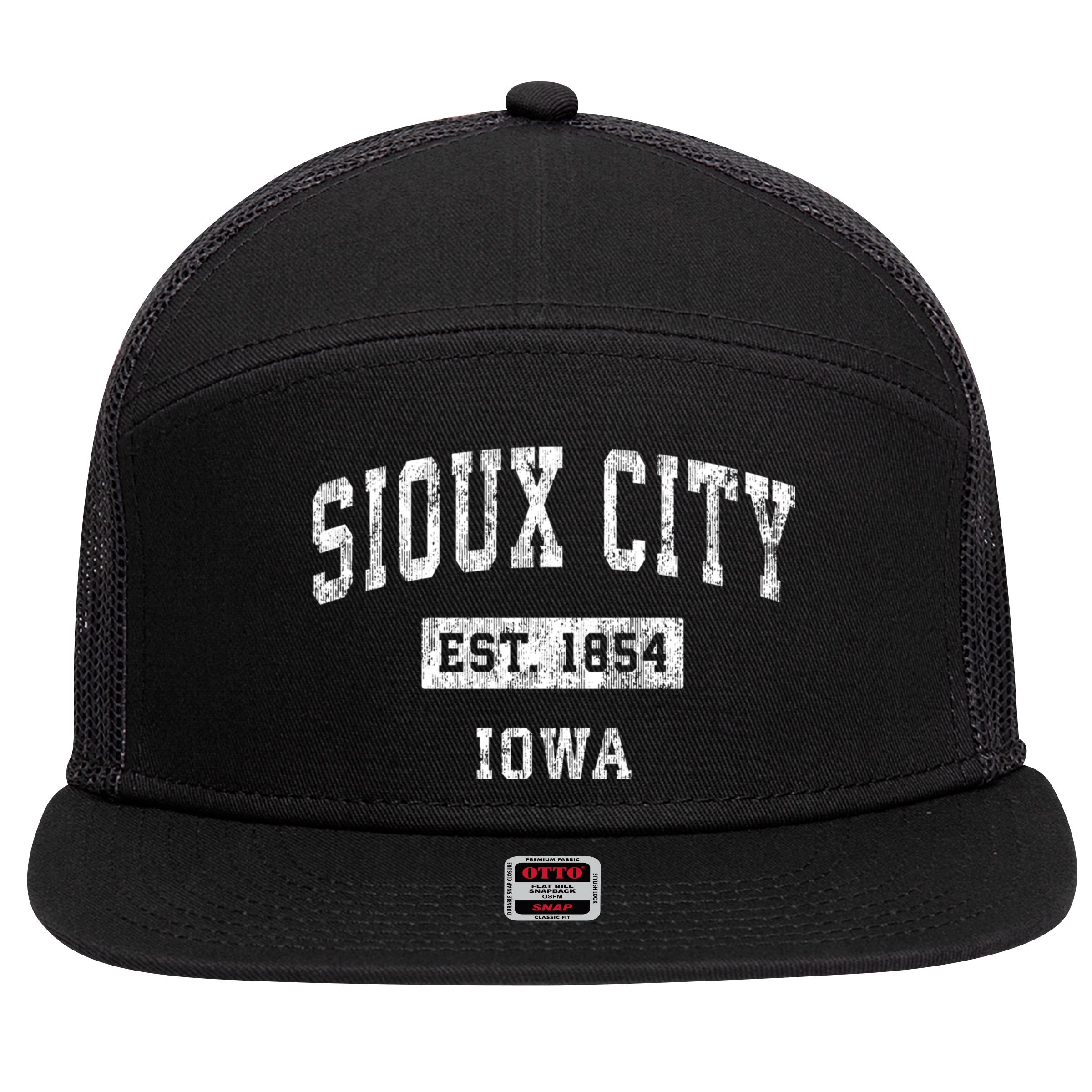 Sioux City Iowa Ia Vintage Established Sports Design 7 Panel Mesh Trucker Snapback Hat