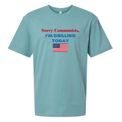 Sorry Communists Im Grilling Today American Flag Gift Sueded Cloud Jersey T-Shirt