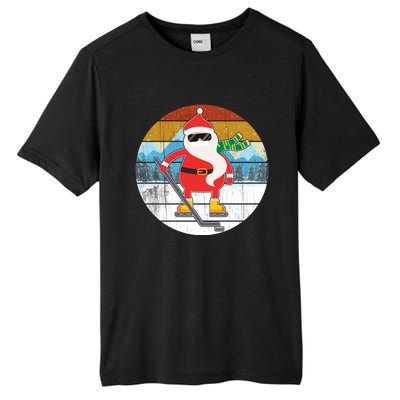 Santa Claus Ice Hockey Christmas Tree Vintage Xmas Gift Gift Tall Fusion ChromaSoft Performance T-Shirt