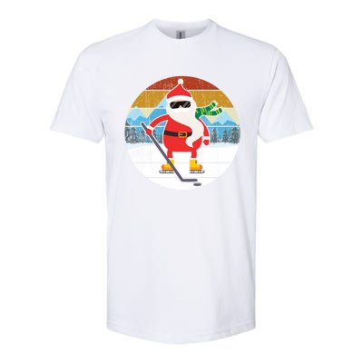 Santa Claus Ice Hockey Christmas Tree Vintage Xmas Gift Gift Softstyle® CVC T-Shirt