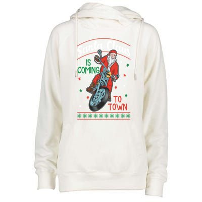 Santa Claus Is Coming Gift Womens Funnel Neck Pullover Hood