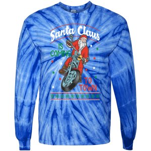 Santa Claus Is Coming Gift Tie-Dye Long Sleeve Shirt