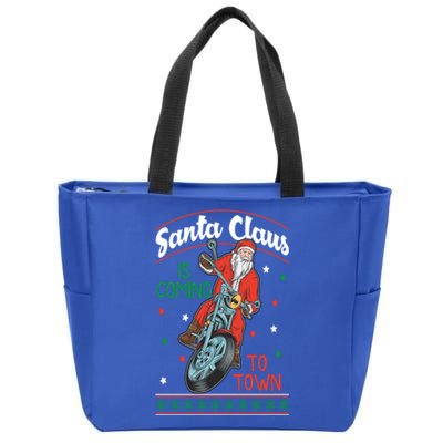 Santa Claus Is Coming Gift Zip Tote Bag