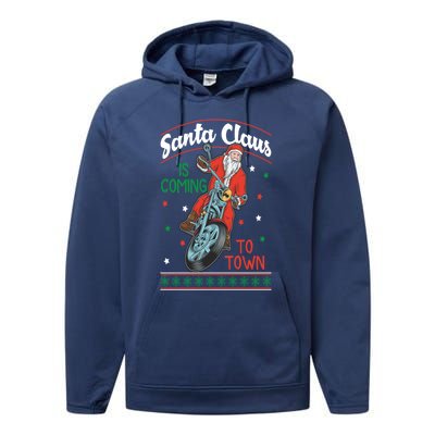 Santa Claus Is Coming Gift Performance Fleece Hoodie