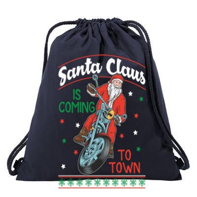 Santa Claus Is Coming Gift Drawstring Bag