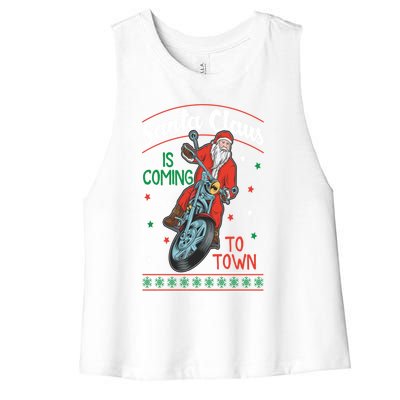 Santa Claus Is Coming Gift Women's Racerback Cropped Tank