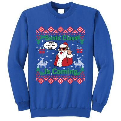 Santa Claus Is Coming That What She Said Ugly Christmas Great Gift Tall Sweatshirt