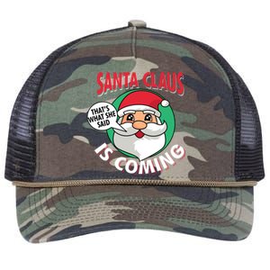 Santa Claus Is Coming ThatS What She Said Christmas Adult Gift Retro Rope Trucker Hat Cap