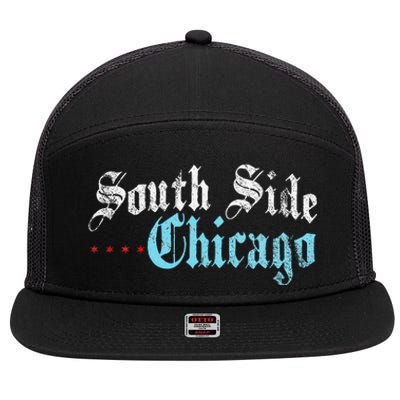 Southside Chicago Il Vintage Distressed 7 Panel Mesh Trucker Snapback Hat