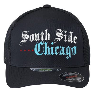 Southside Chicago Il Vintage Distressed Flexfit Unipanel Trucker Cap