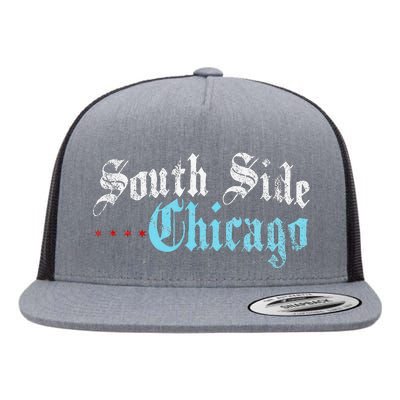 Southside Chicago Il Vintage Distressed Flat Bill Trucker Hat