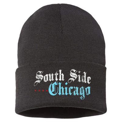 Southside Chicago Il Vintage Distressed Sustainable Knit Beanie