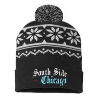 Southside Chicago Il Vintage Distressed USA-Made Snowflake Beanie