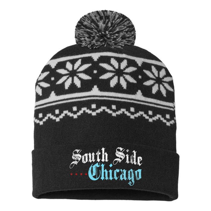 Southside Chicago Il Vintage Distressed USA-Made Snowflake Beanie