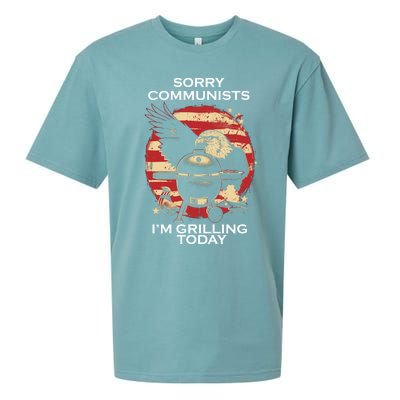 Sorry Communists Im Grilling Today Funny 4th Of July Sueded Cloud Jersey T-Shirt