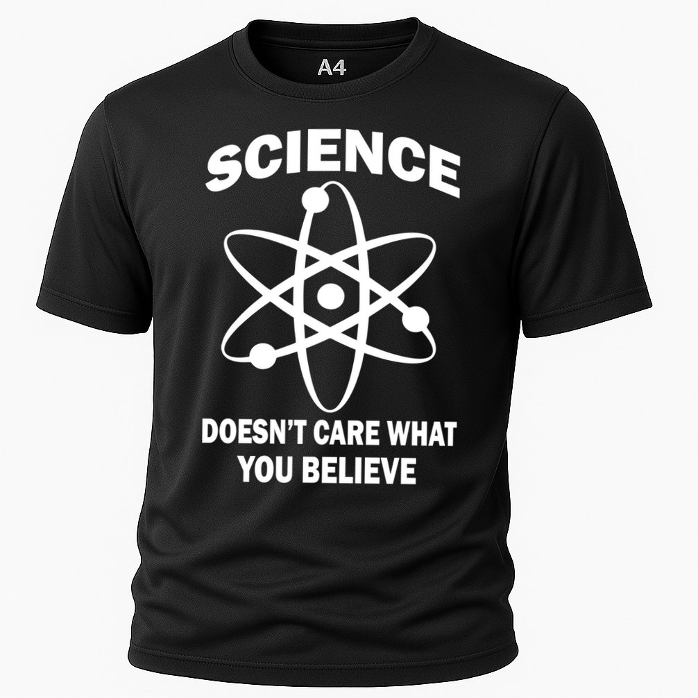 Science Doesn't Care What You Believe Atom Cooling Performance Crew T-Shirt