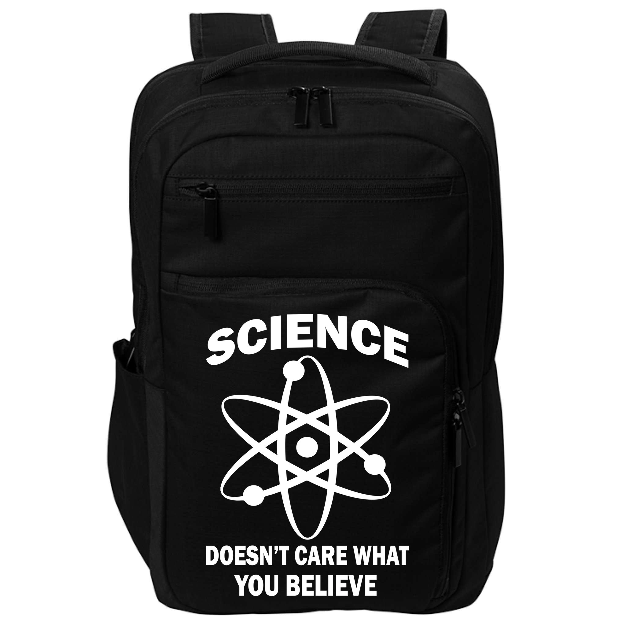Science Doesn't Care What You Believe Atom Impact Tech Backpack