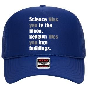 Science Flies You To The Moon High Crown Mesh Back Trucker Hat