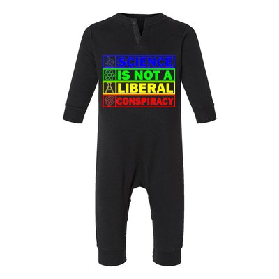 Science Is Not A Liberal Conspiracy Funny Infant Fleece One Piece