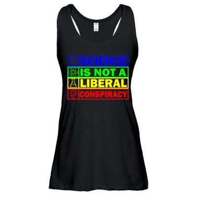 Science Is Not A Liberal Conspiracy Funny Ladies Essential Flowy Tank