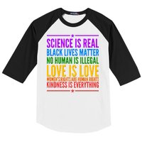 Science Is Real Black Lives Matter Love Is Love Baseball Sleeve Shirt