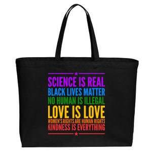 Science Is Real Black Lives Matter Love Is Love Cotton Canvas Jumbo Tote