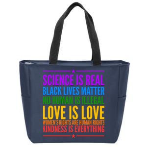 Science Is Real Black Lives Matter Love Is Love Zip Tote Bag