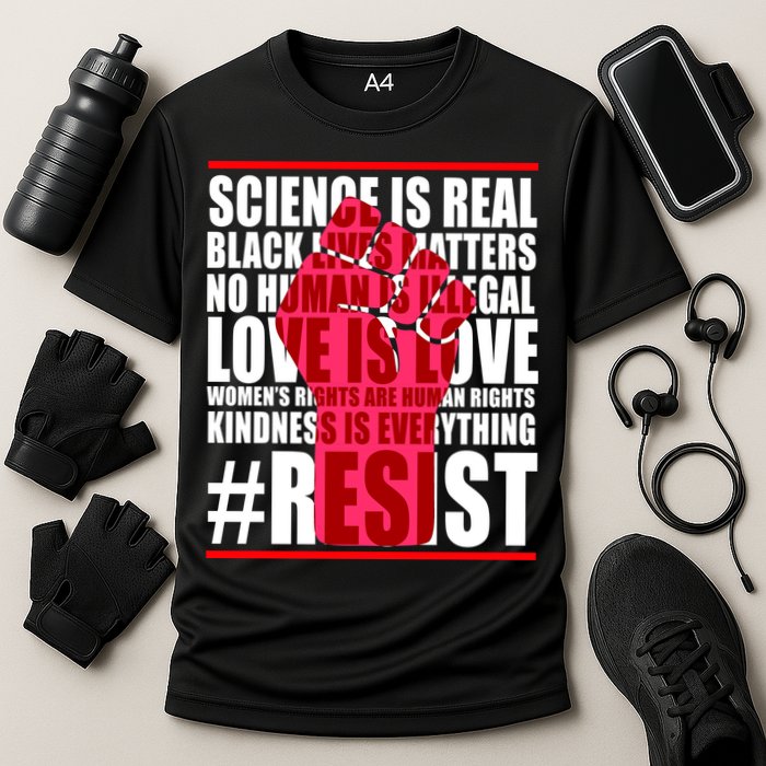 Science Is Real Resist Quote Cooling Performance Crew T-Shirt