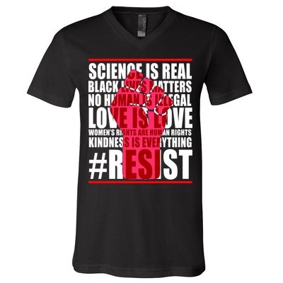 Science Is Real Resist Quote V-Neck T-Shirt
