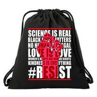 Science Is Real Resist Quote Drawstring Bag