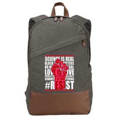 Science Is Real Resist Quote Cotton Canvas Backpack