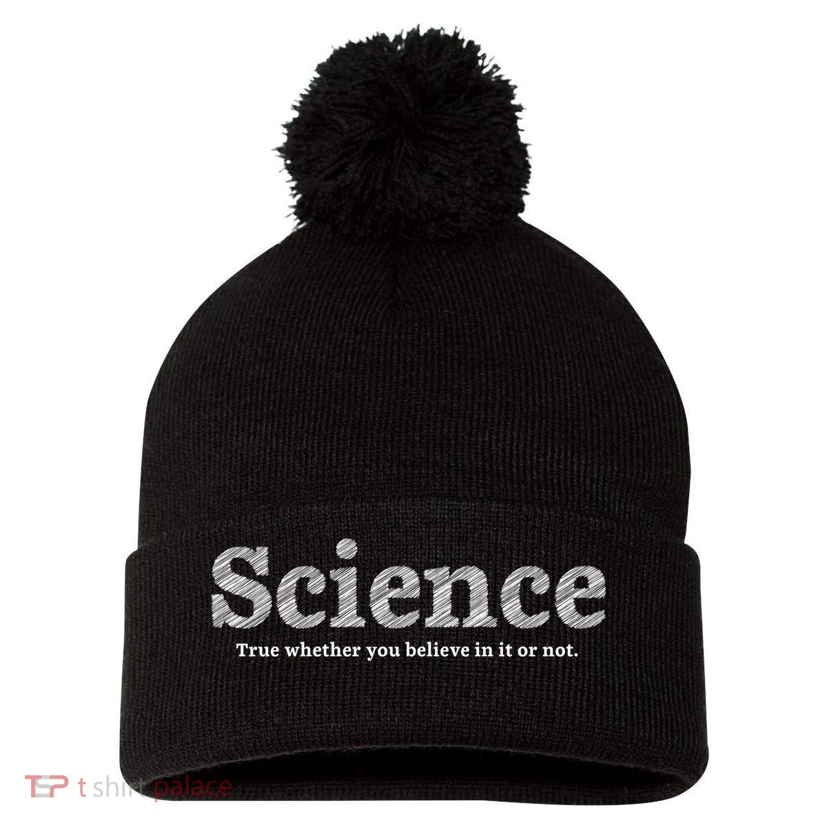 Science Is True Pom Pom 12in Knit Beanie