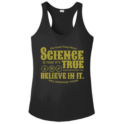 Science Is True Whether You Believe It or Not Ladies PosiCharge Competitor Racerback Tank