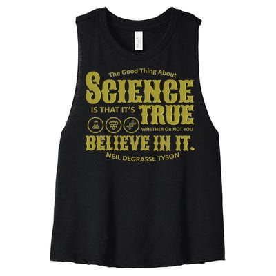 Science Is True Whether You Believe It or Not Women's Racerback Cropped Tank