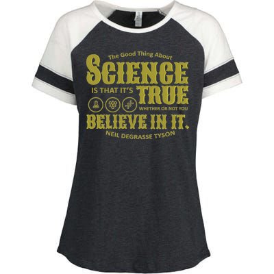 Science Is True Whether You Believe It or Not Enza Ladies Jersey Colorblock Tee