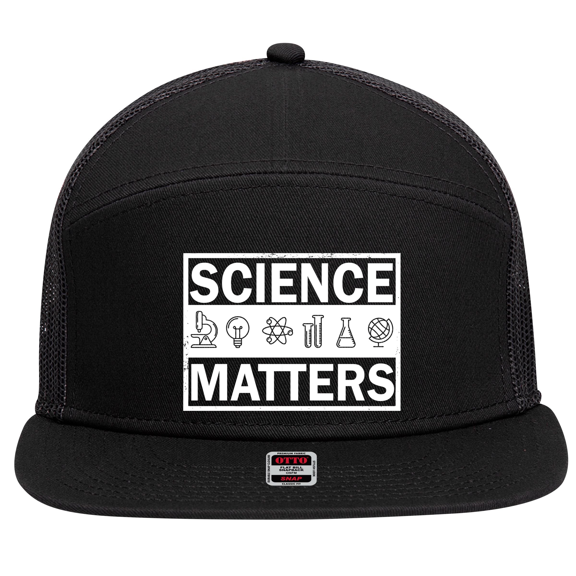 Science Matters Funny 7 Panel Mesh Trucker Snapback Hat