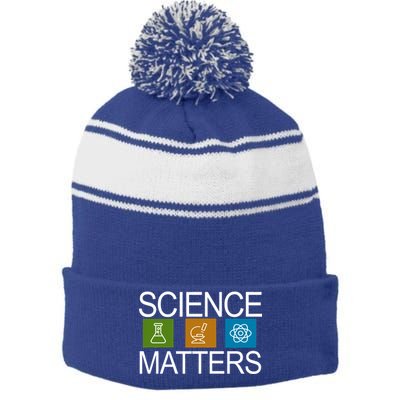 Science Matters Logo Stripe Pom Pom Beanie