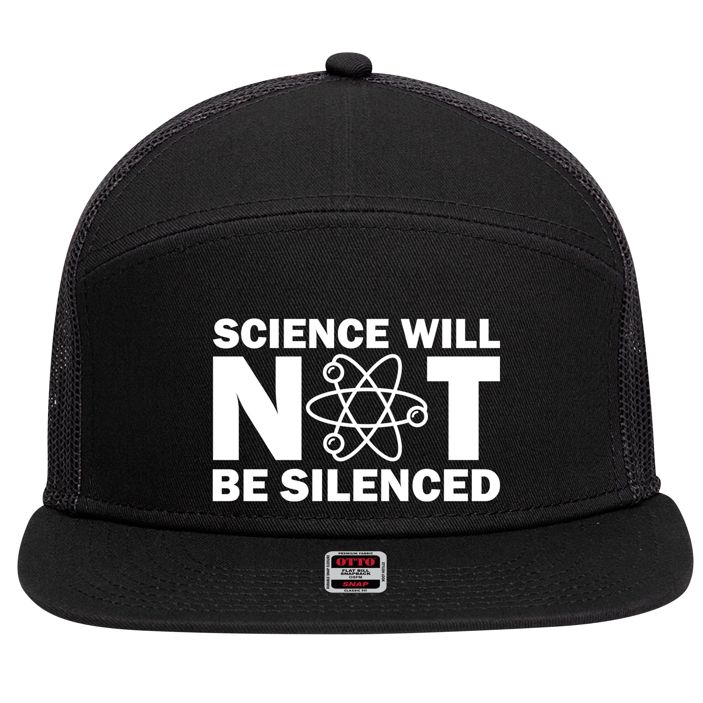 Science Will Not Be Silenced 7 Panel Mesh Trucker Snapback Hat