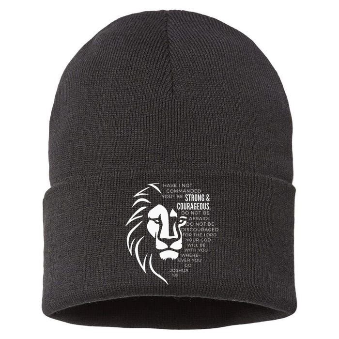 Strong & Courageous Joshua 19 Sustainable Knit Beanie