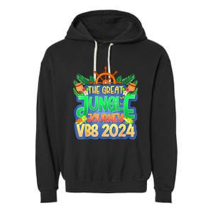 Summer Camp Jungle Journey Vbs 2024 Vacation Bible School Garment-Dyed Fleece Hoodie