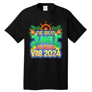 Summer Camp Jungle Journey Vbs 2024 Vacation Bible School Tall T-Shirt