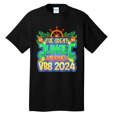 Summer Camp Jungle Journey Vbs 2024 Vacation Bible School Tall T-Shirt