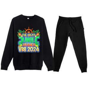 Summer Camp Jungle Journey Vbs 2024 Vacation Bible School Premium Crewneck Sweatsuit Set