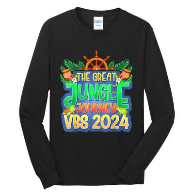 Summer Camp Jungle Journey Vbs 2024 Vacation Bible School Tall Long Sleeve T-Shirt