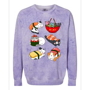 Sushi Cats Japanese Anime Kawaii Neko Lover Sushi Funny Great Gift Colorblast Crewneck Sweatshirt