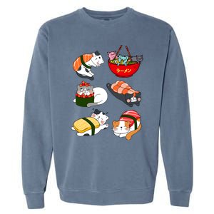 Sushi Cats Japanese Anime Kawaii Neko Lover Sushi Funny Great Gift Garment-Dyed Sweatshirt