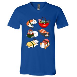 Sushi Cats Japanese Anime Kawaii Neko Lover Sushi Funny Great Gift V-Neck T-Shirt