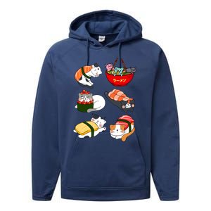 Sushi Cats Japanese Anime Kawaii Neko Lover Sushi Funny Great Gift Performance Fleece Hoodie