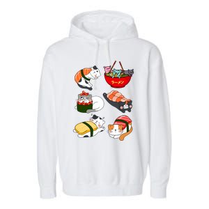 Sushi Cats Japanese Anime Kawaii Neko Lover Sushi Funny Great Gift Garment-Dyed Fleece Hoodie