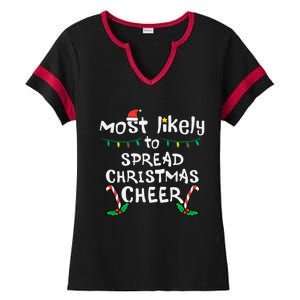 Spread Christmas Joy Festive Family Matching for Xmas Ladies Halftime Notch Neck Tee